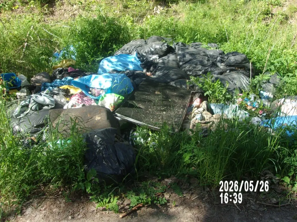 Nielegalne składowisko odpadów w Lesie Chełmy w Zgierzu
